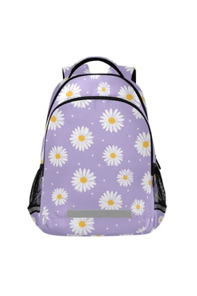 Daisy Floral Purple Pattern Backpack Elementary School Bags Student Bookbag Travel Rucksack
