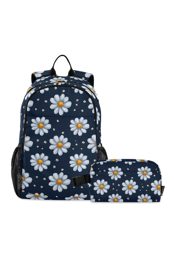 Daisy Floral School Backpack Lunch Box Set Student Bookbag