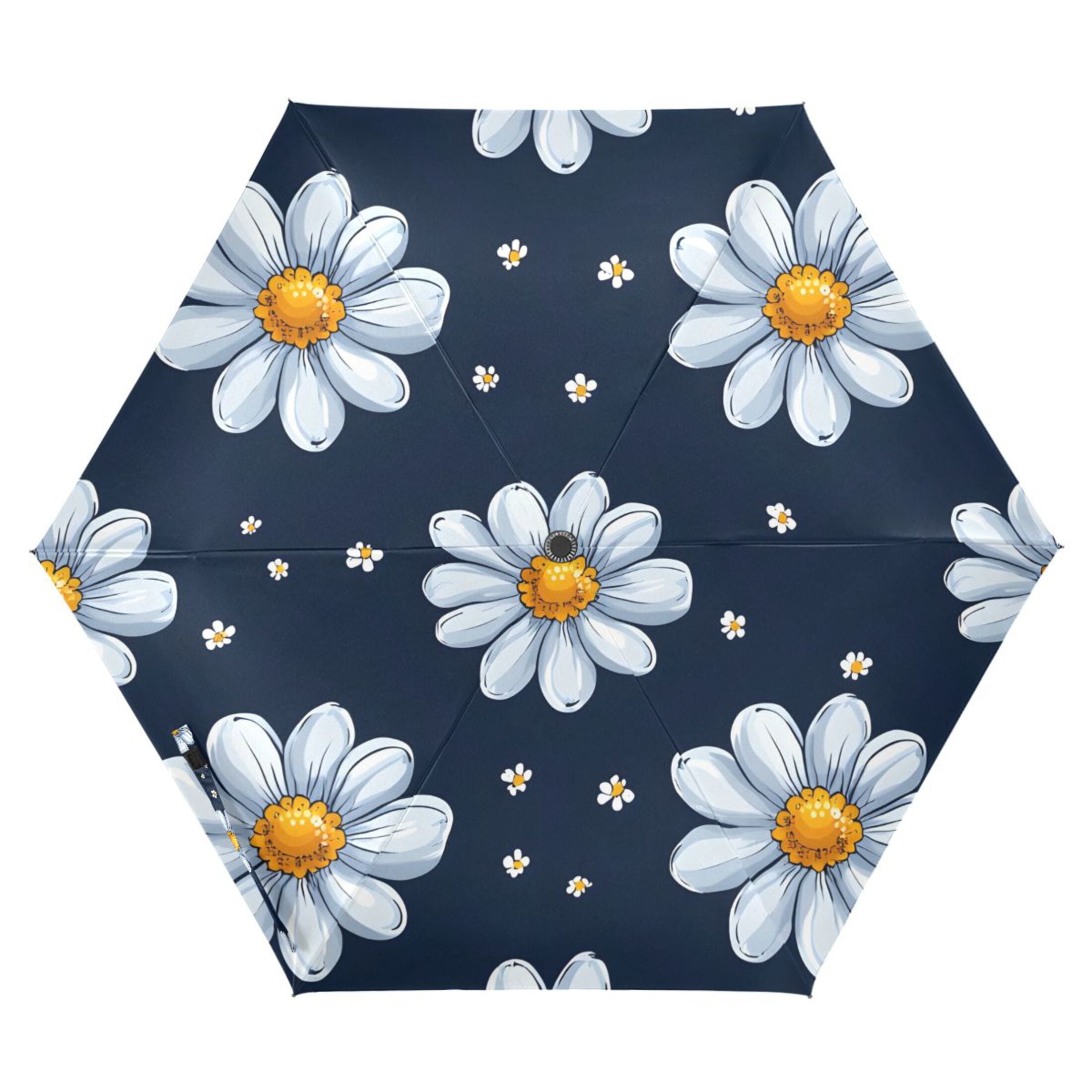 ALAZA Daisy Floral UPF 50+ Compact Folding Umbrella for Rain Travel Umbrella Packable