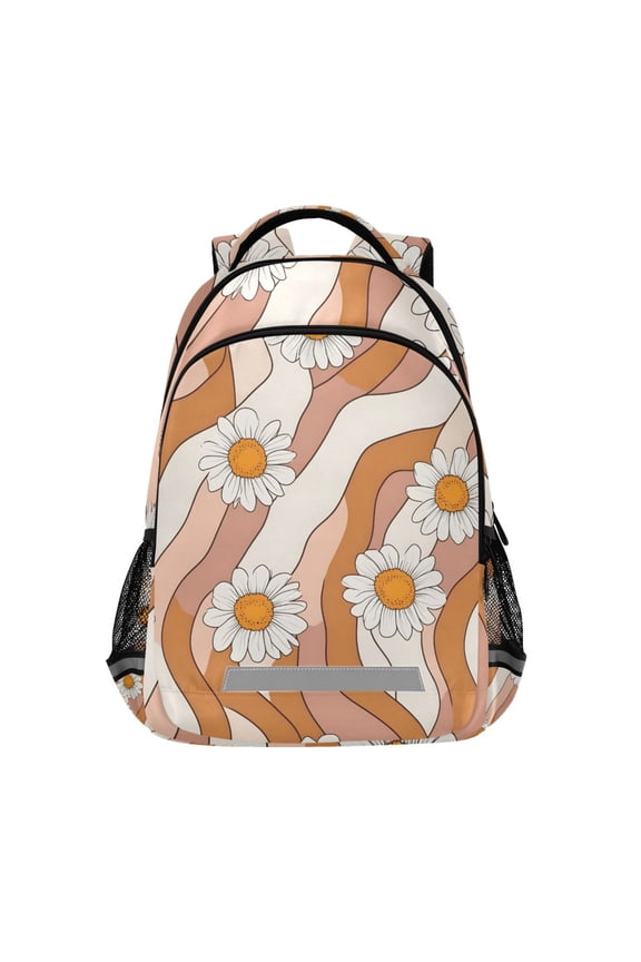 Daisy Flower Stripes Backpack Elementary School Bag Bookbag Travel Rucksack