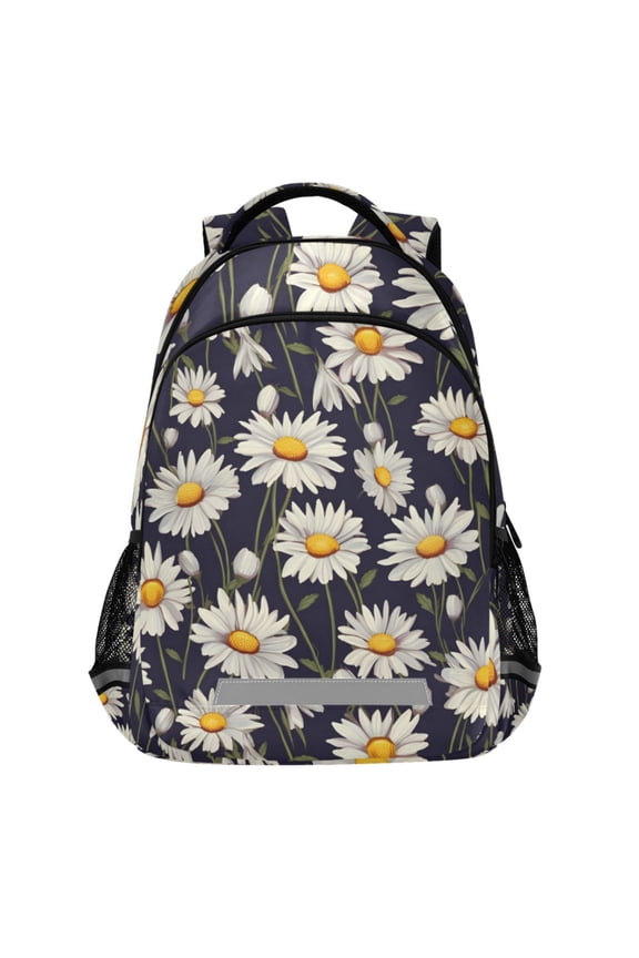 Daisy Flowers Pattern Backpack Elementary School Bags Student Bookbag Travel Rucksack