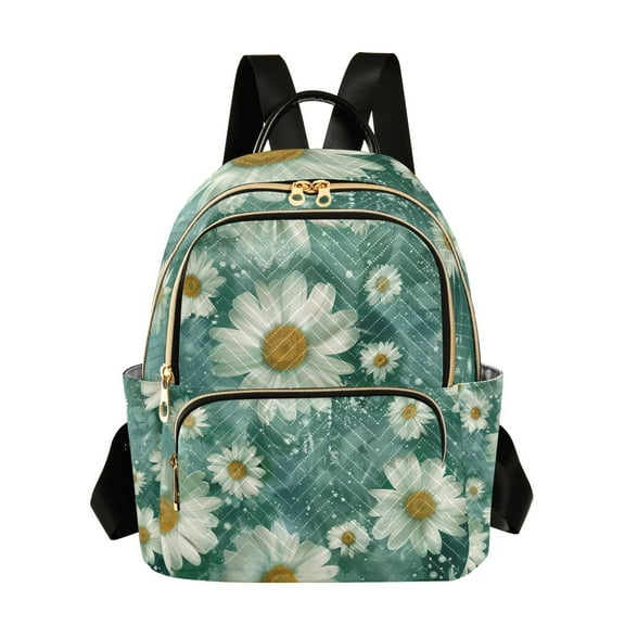 ALAZA Daisy Flowers White Green Womens Travel Laptop Backpack Large Daypack Ladies Shoulder Bags S