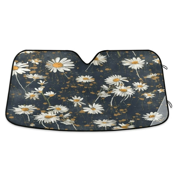ALAZA Daisy Flowers Windshield Sun Shade Car Foldable Visor Block UV Rays Protector 53"x23.5"