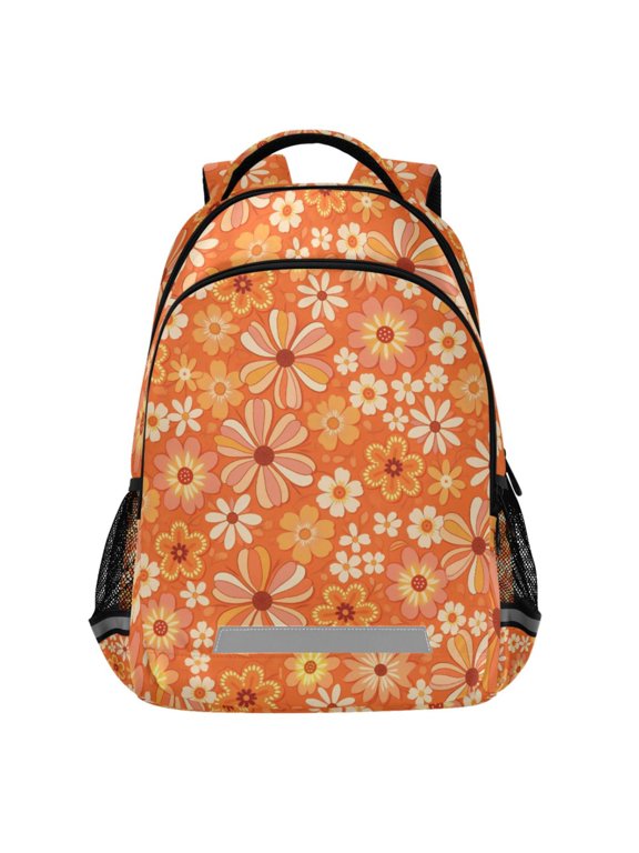 Daisy Retro Flower Pattern Backpack Elementary School Bags Student Bookbag Travel Rucksack