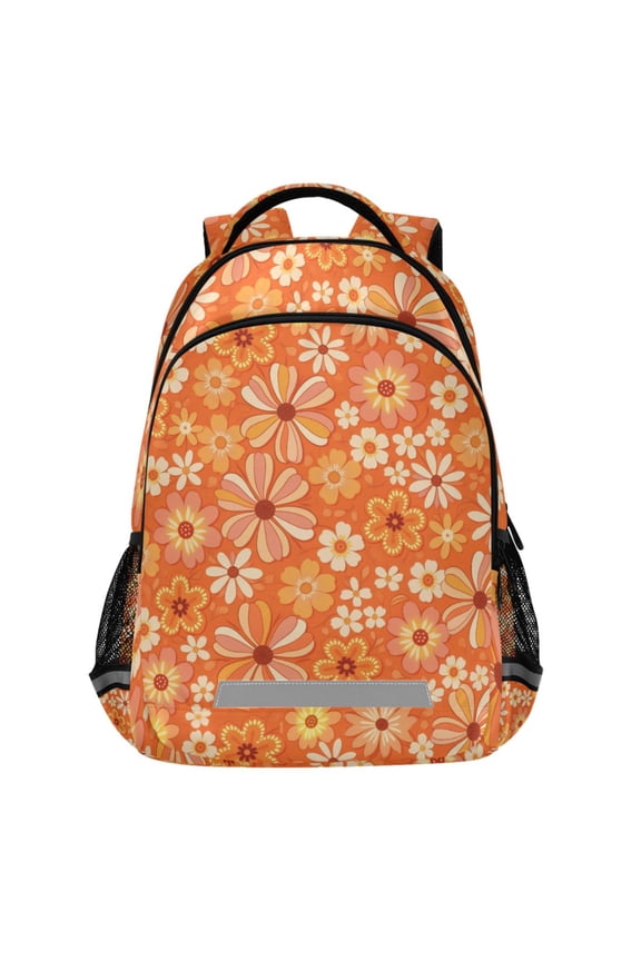 Daisy Retro Flower Pattern Backpack Elementary School Bags Student Bookbag Travel Rucksack