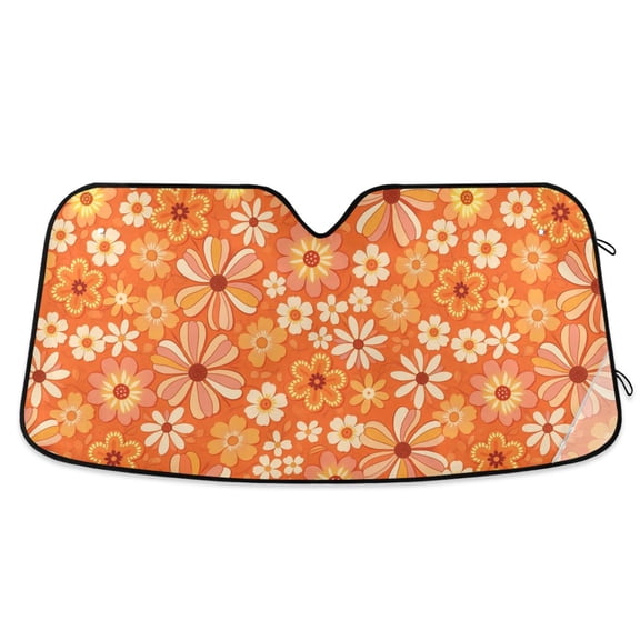 ALAZA Daisy Retro Flower Pattern Car Windshield Sun Shade Foldable UV Ray Sunshade Visor Protector 55 x 27.6in