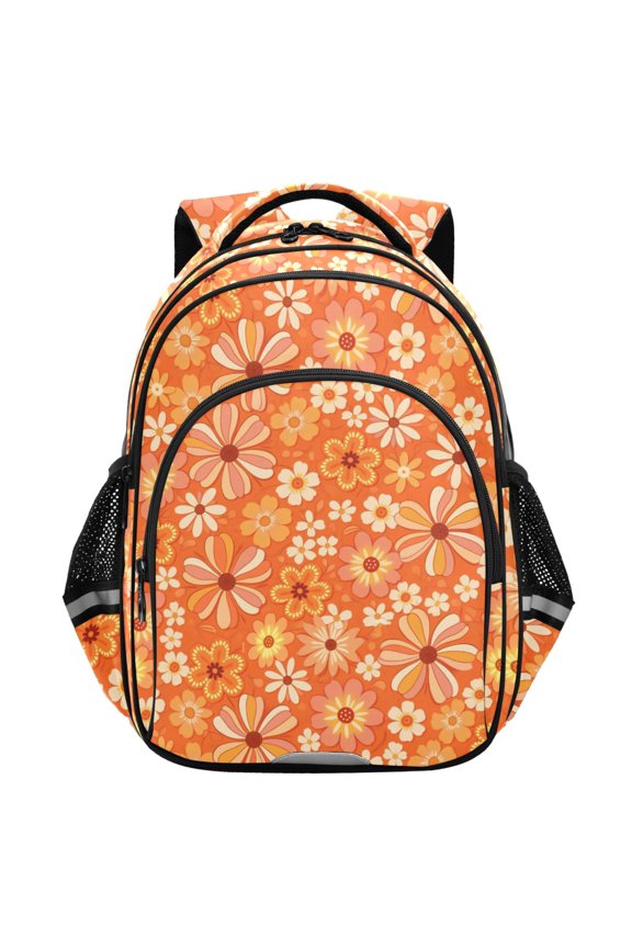 Daisy Retro Flower School Backpack Elementary Bag Student Bookbag Travel Rucksack