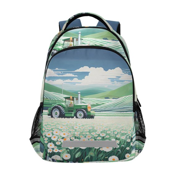ALAZA Daisy and Truck Landscape Backpack Elementary School Bag Bookbag Travel Rucksack