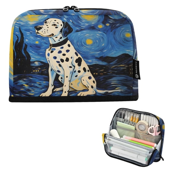 ALAZA Dalmatian Starry Night Pencil Case Pen Pouch Bag Large Capacity Organizer