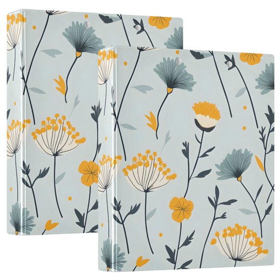 ALAZA Dandelion Floral Hardcover 3 Ring Binder 1.5" Round Rings Interior Pockets Binders Organizer 2 Pack