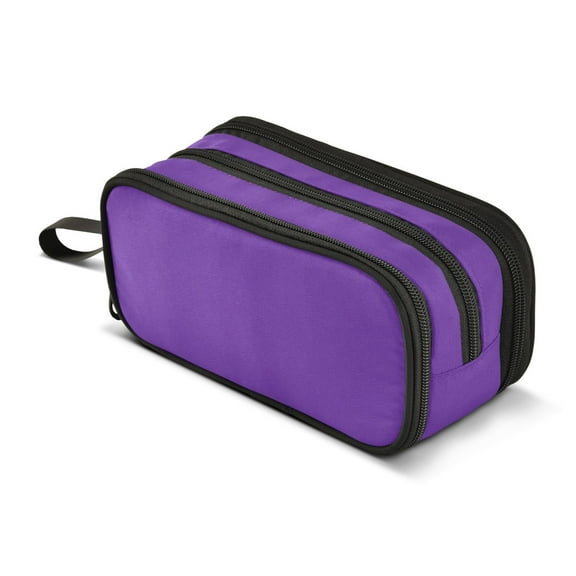 ALAZA Dark Purple Pencil Case Bag 3 Compartment Pen Pouch Large Storage Holder Box Organizer