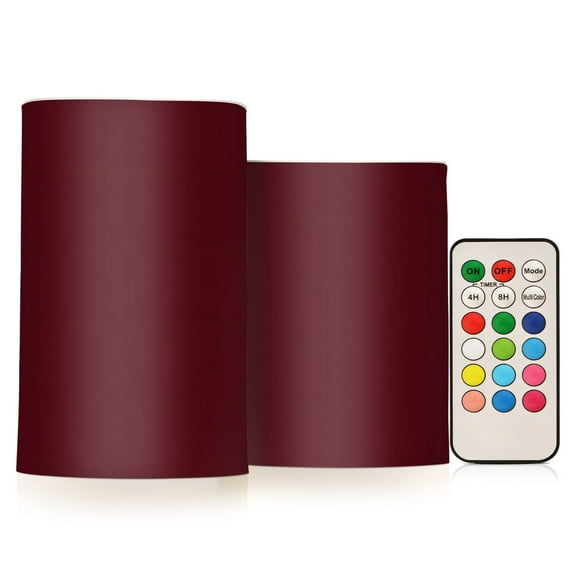 ALAZA Dark Red 2 PCs LED Flickering Flameless Candles with Remote Timer Battery Operated Candle