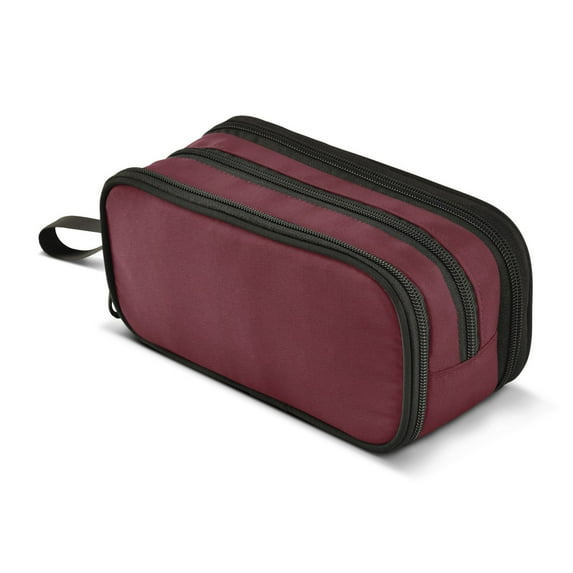 ALAZA Dark Red Pencil Case Bag 3 Compartment Pen Pouch Large Storage Holder Box Organizer