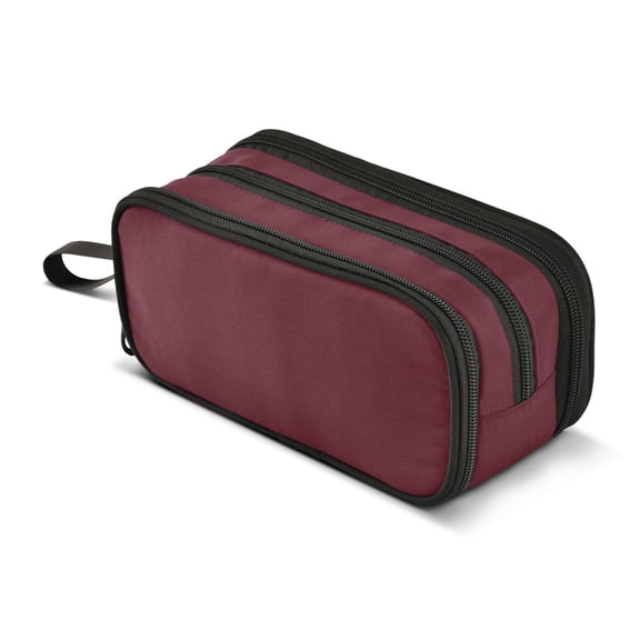 ALAZA Dark Red Pencil Case Bag 3 Compartment Pen Pouch Large Storage Holder Box Organizer