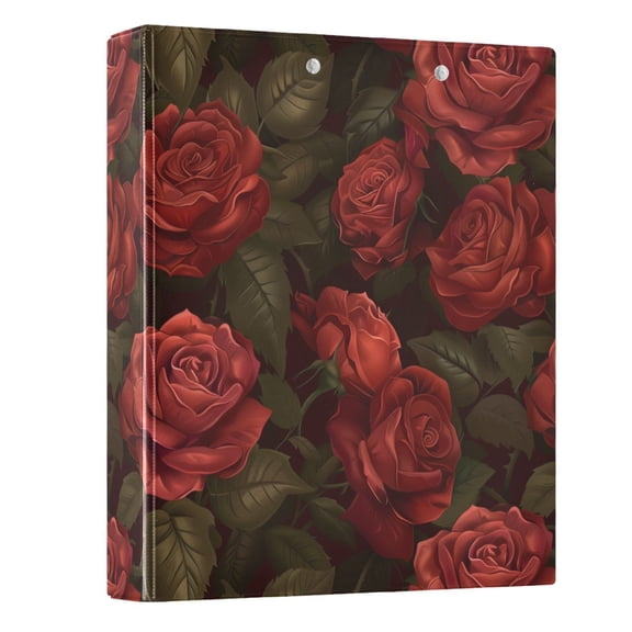 ALAZA Dark Red Rose Flowers 3 Ring Binder 1.5 Inch Three Ring Office Binders w/ clipboard & 3 pockets, Hold 200 Sheets, 1 pc