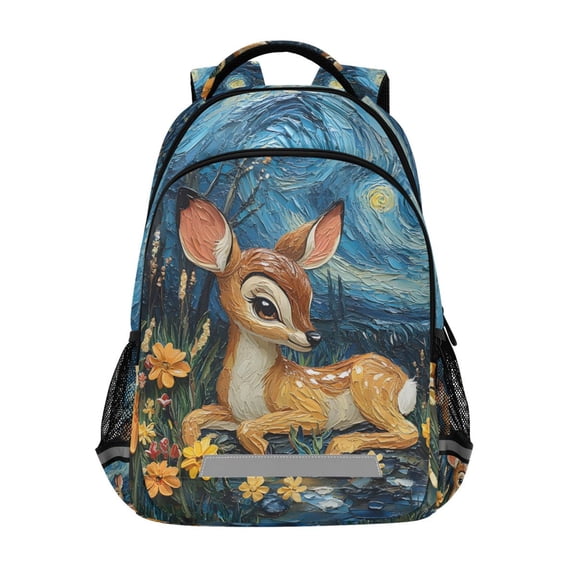 ALAZA Deer Starry Night Backpack Elementary School Bag Bookbag Travel Rucksack