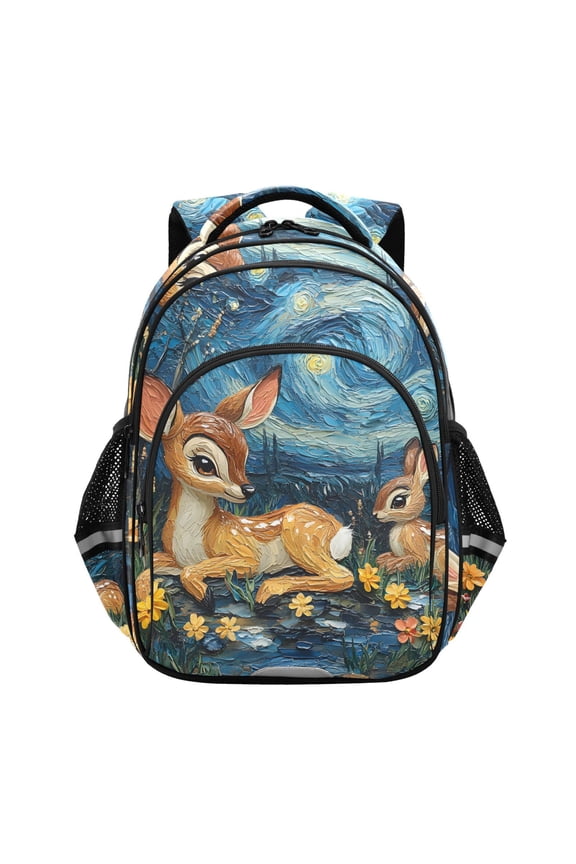 Deer Starry Night School Backpack Elementary Bag Bookbag Travel Rucksack