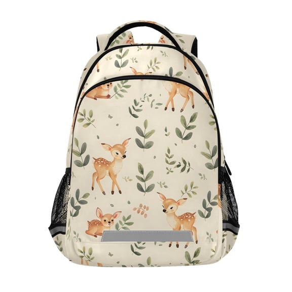 ALAZA Deer and Green Leaves Backpack Elementary School Bag Bookbag Travel Rucksack