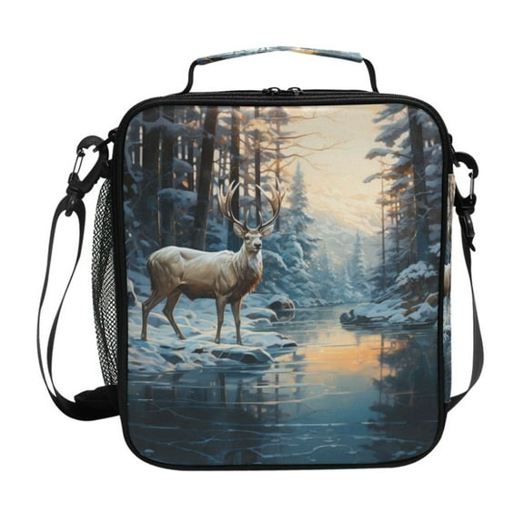 ALAZA Deer in Winter Forest Lunch Box Insulated Lunch Bag Reusable Thermal Cooler Tote School Picnic