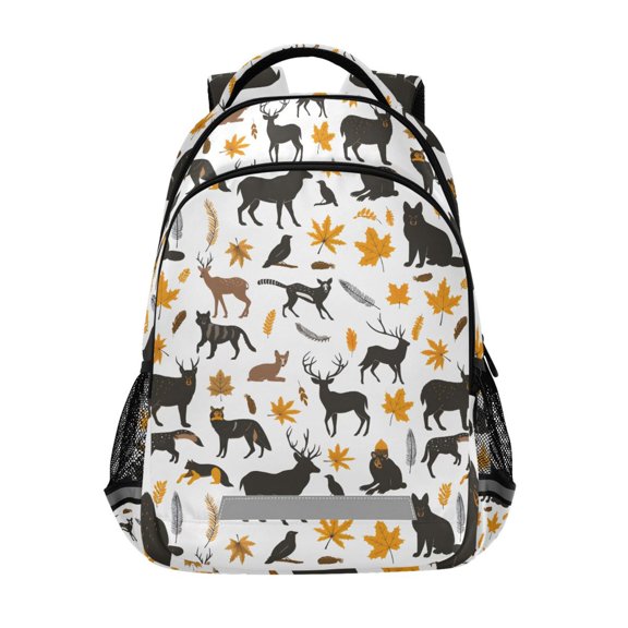 ALAZA Deers Leopards Leaves Backpack Elementary School Bag Bookbag Travel Rucksack