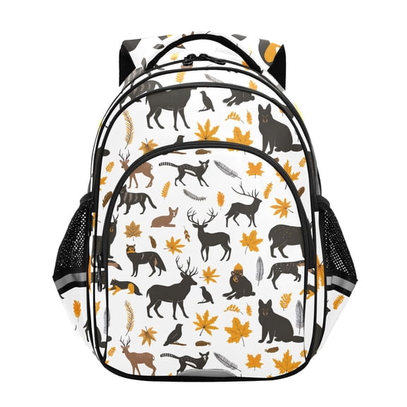 ALAZA Deers Leopards Leaves School Backpack Elementary Bag Bookbag Travel Rucksack