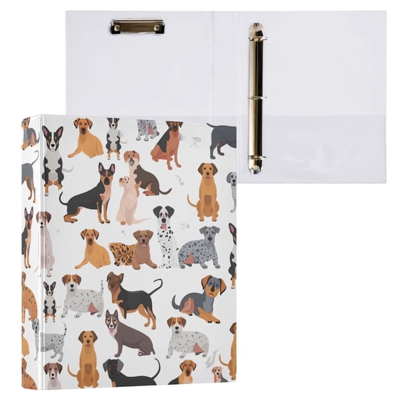 ALAZA Different Cartoon Funny Dogs Hardcover 3 Ring Binder 1.5" Round Rings Interior Pockets Binders Organizer 1 Pack