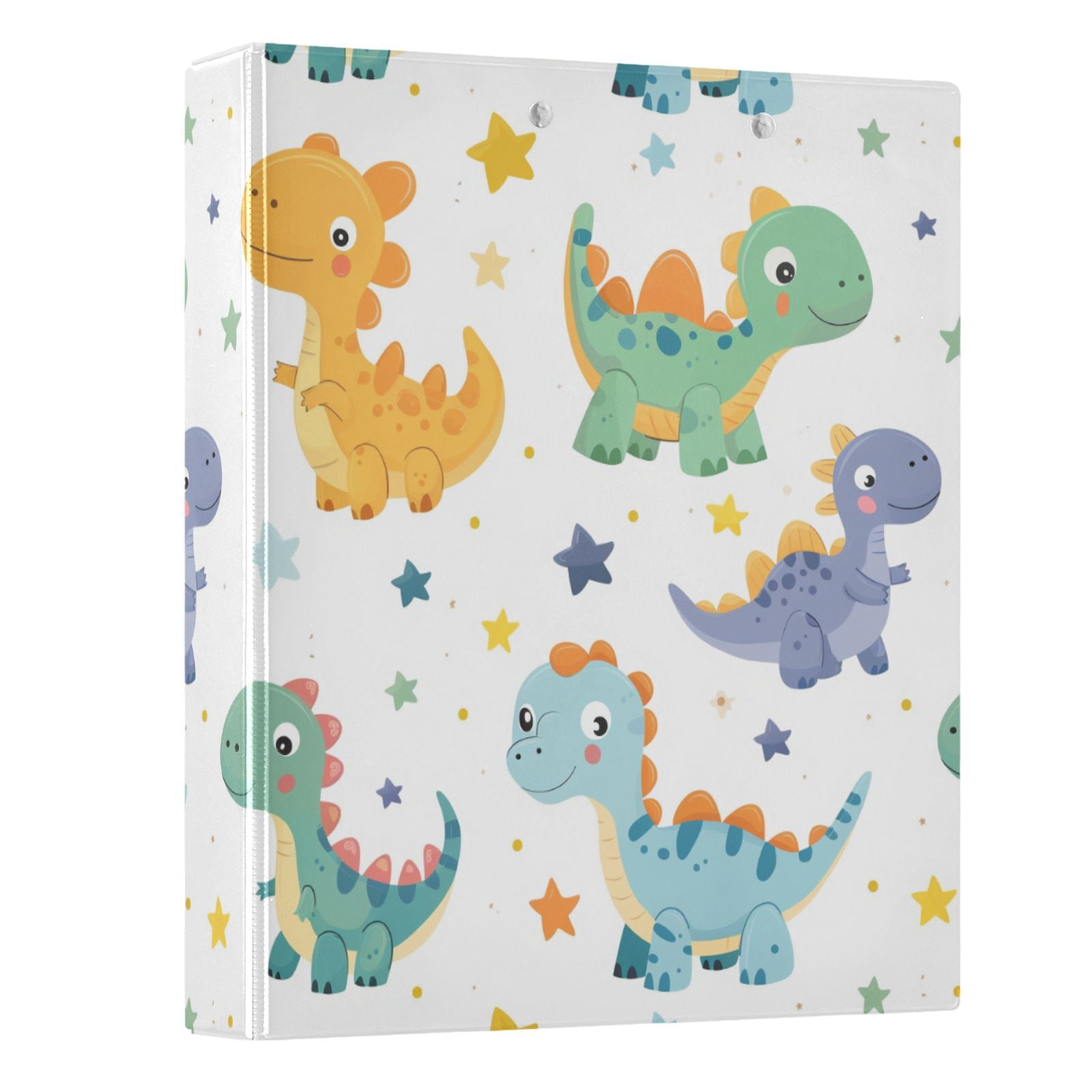 ALAZA Dinosaur Dino Cartoon Stars 3 Ring Binder 1.5 Inch Three Ring Office Binders w/ clipboard & 3 pockets, Hold 200 Sheets, 1 pc