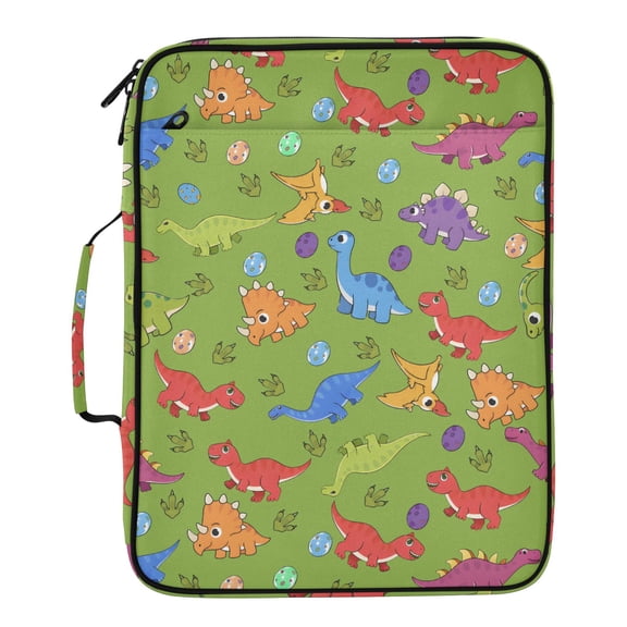 ALAZA Dinosaur Funny Pattern Expanding Accordion File Folder 3 Ring Zipper Binder Organizer Portable Document Bag