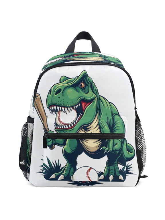 Dinosaur Play Baseball Pattern Kids Backpack for Preschool Kindergarten Toddler Bags
