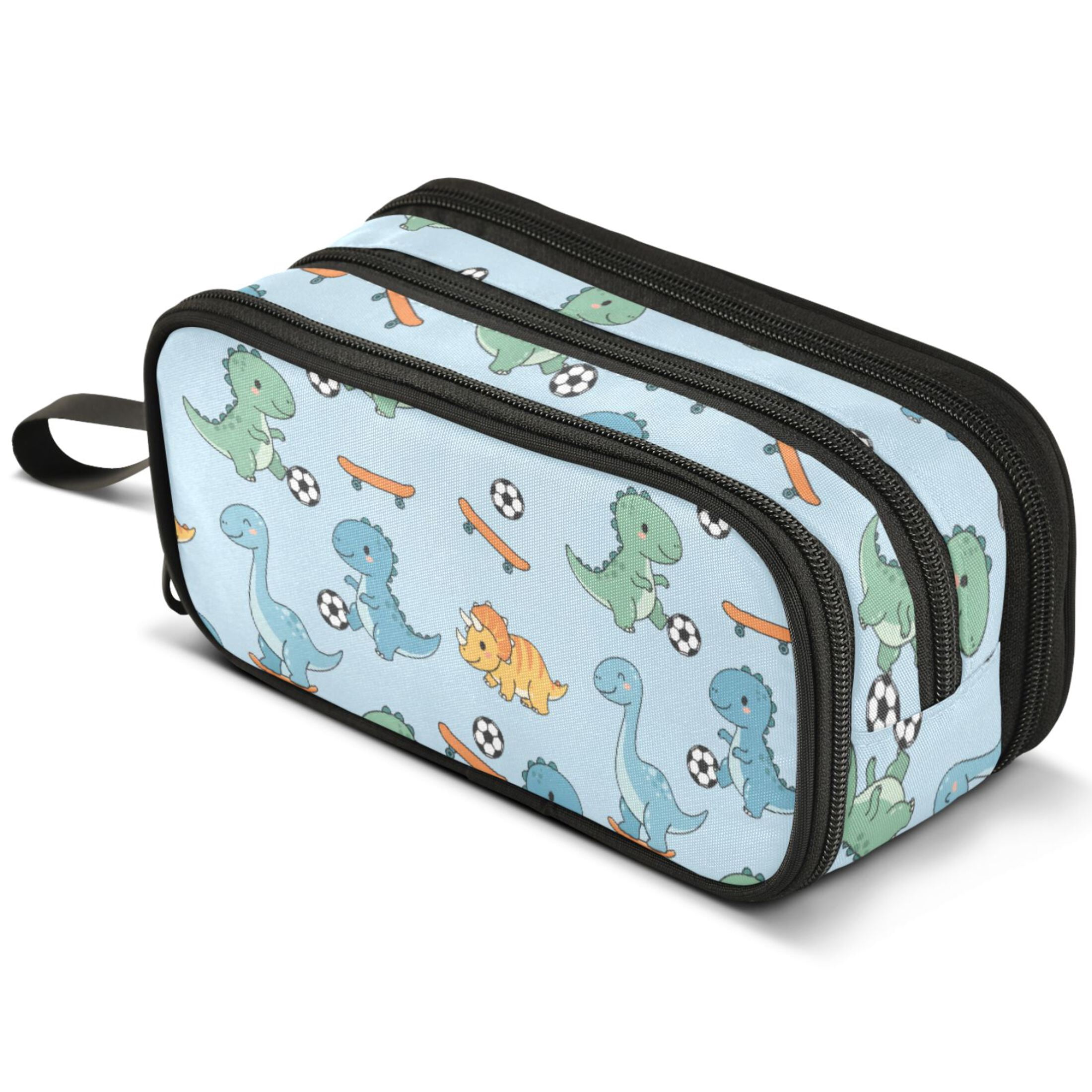 ALAZA Dinosaur Play Football Pencil Case Bag Large 3 Compartment Pen ...