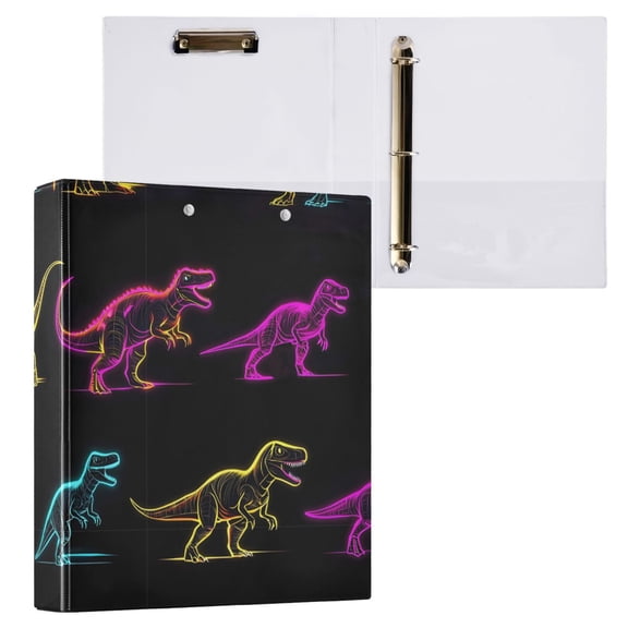ALAZA Dinosaur-a3 Hardcover 3 Ring Binder 1.5" Round Rings Interior Pockets Binders Organizer 1 Pack