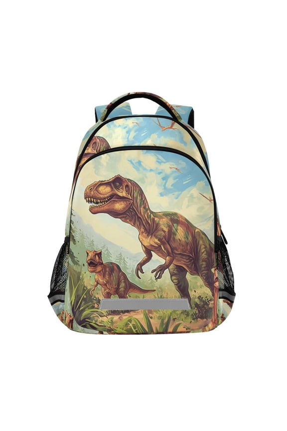 Dinosaur in Forest-a1 Backpack Elementary School Bag Bookbag Travel Rucksack