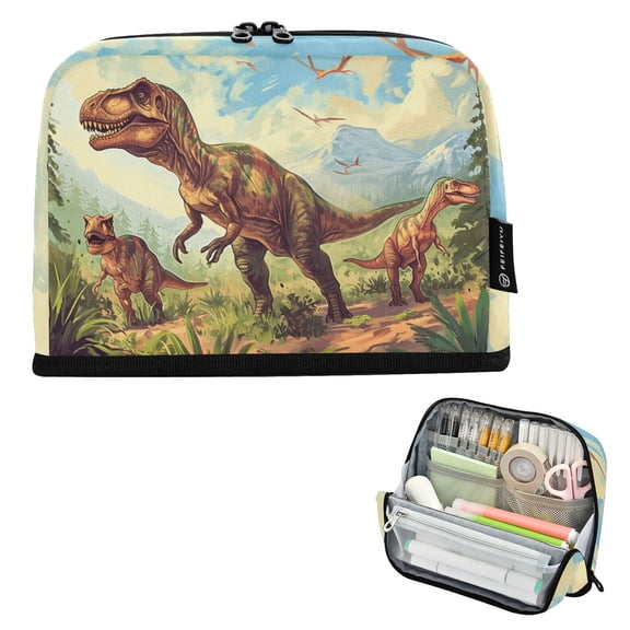 ALAZA Dinosaur in Forest-a1 Pencil Case Pen Pouch Bag Large Capacity Organizer