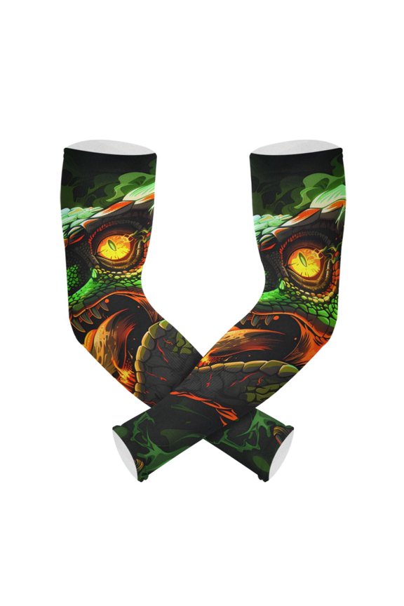 Dinosaur with Fire UV Sun Protection Arm Sleeves UPF 50+ Compression Cooling Sleeve 1 Pair