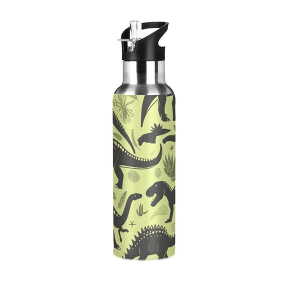 ALAZA Dinosaurs Forest Water Bottle Insulated Flask Stainless Steel Straw Lid 20 oz