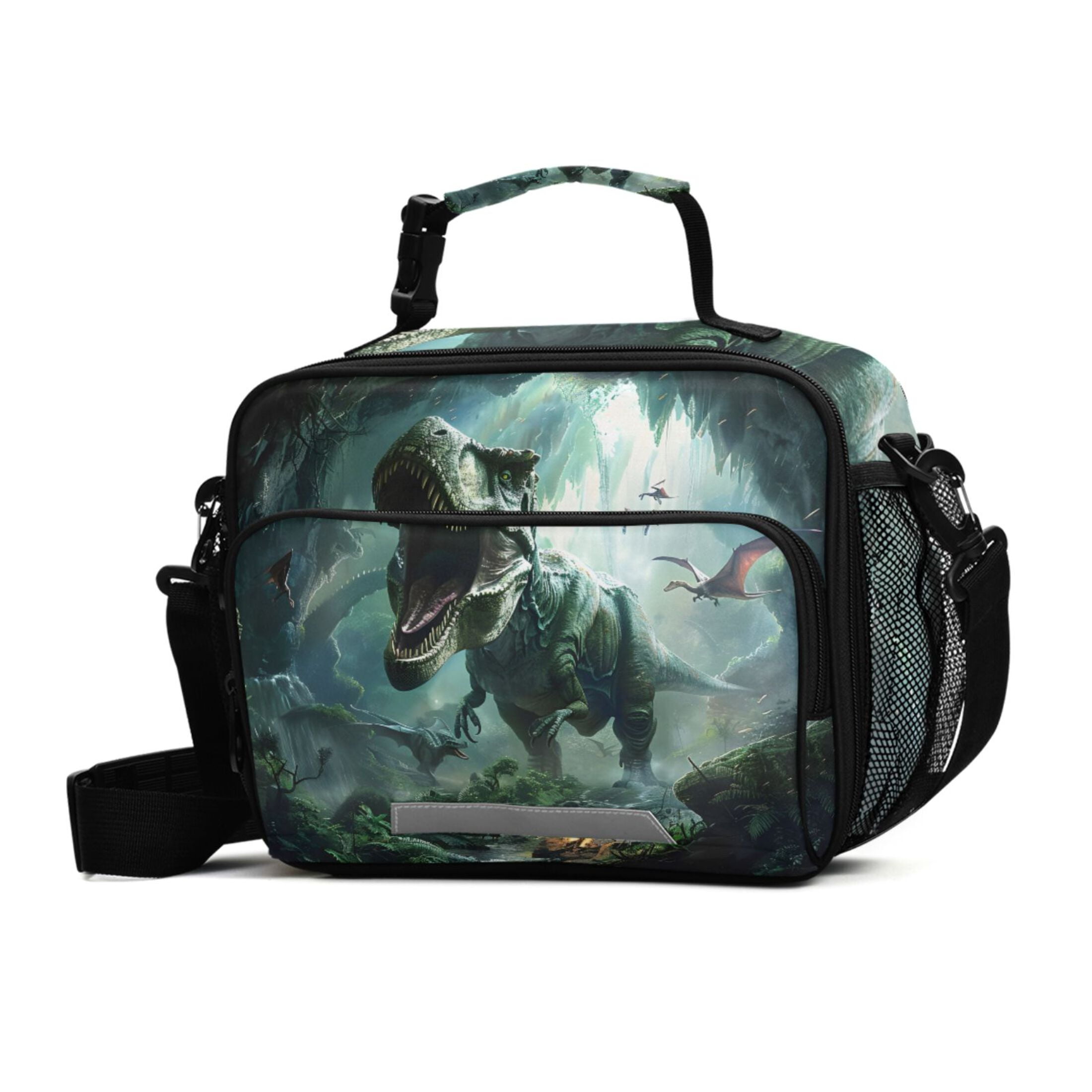 ALAZA Dinosaurs in Forest Lunch Box Insulated Cooler Bag Reusable Tote Bags Shoulder Strap