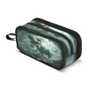 ALAZA Dinosaurs in Forest Pencil Case Bag 3 Compartment Pen Pouch Large Storage Holder Box Organizer