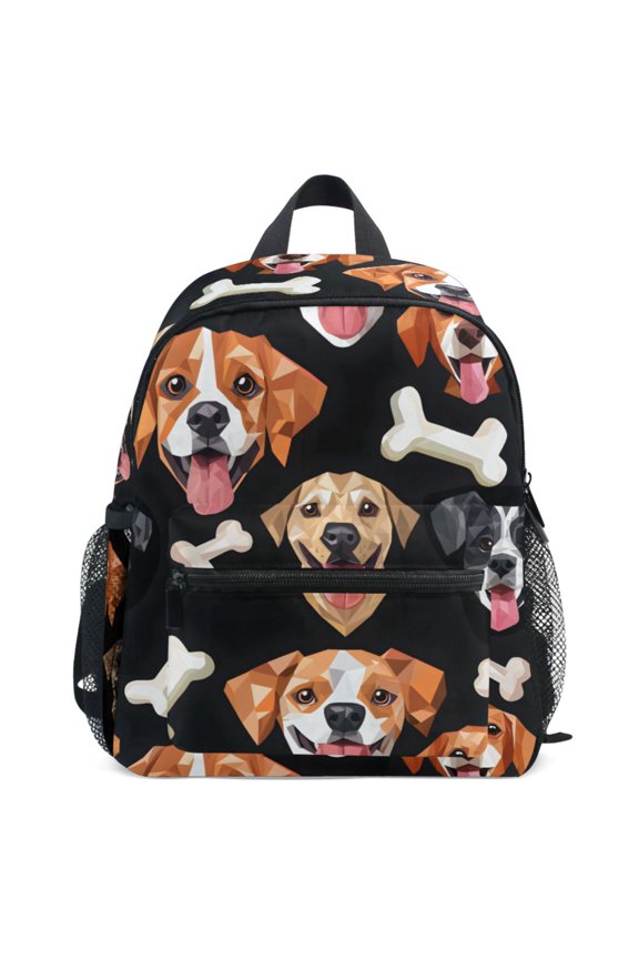 Dog Face and Bone Pattern School Backpack Student Bookbag Mini Bag