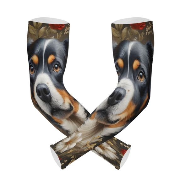 ALAZA Dog Floral UV Sun Protection Arm Sleeves UPF 50+ Compression Cooling Sleeve 1 Pair