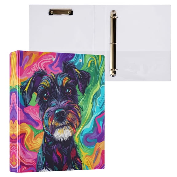 ALAZA Dog Oil Paint Hardcover 3 Ring Binder 1.5" D-Rings with Interior Pockets Binders School 1 PC