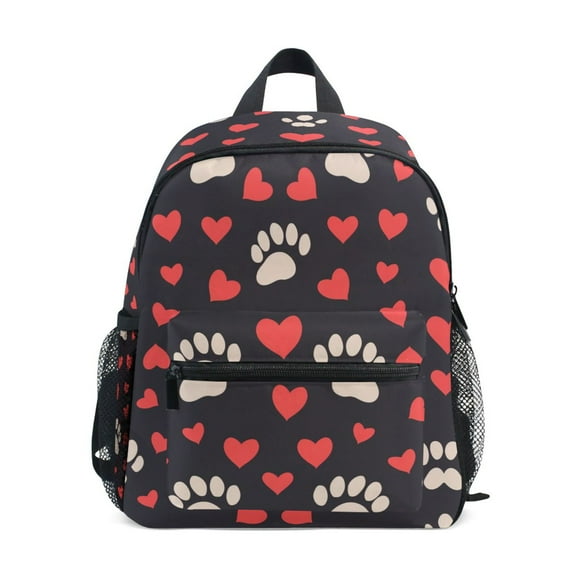ALAZA Dog Paw with Red Hearts School Backpack Small Bookbag Mini Bags