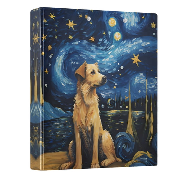 ALAZA Dog Starry Sky Art 3 Ring Binder 1.5 Inch Three Ring Office Binders w/ clipboard & 3 pockets, Hold 200 Sheets, 1 pc