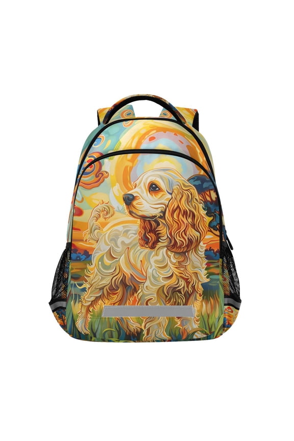 Dog at Field Paint Backpack Elementary School Bag Bookbag Travel Rucksack