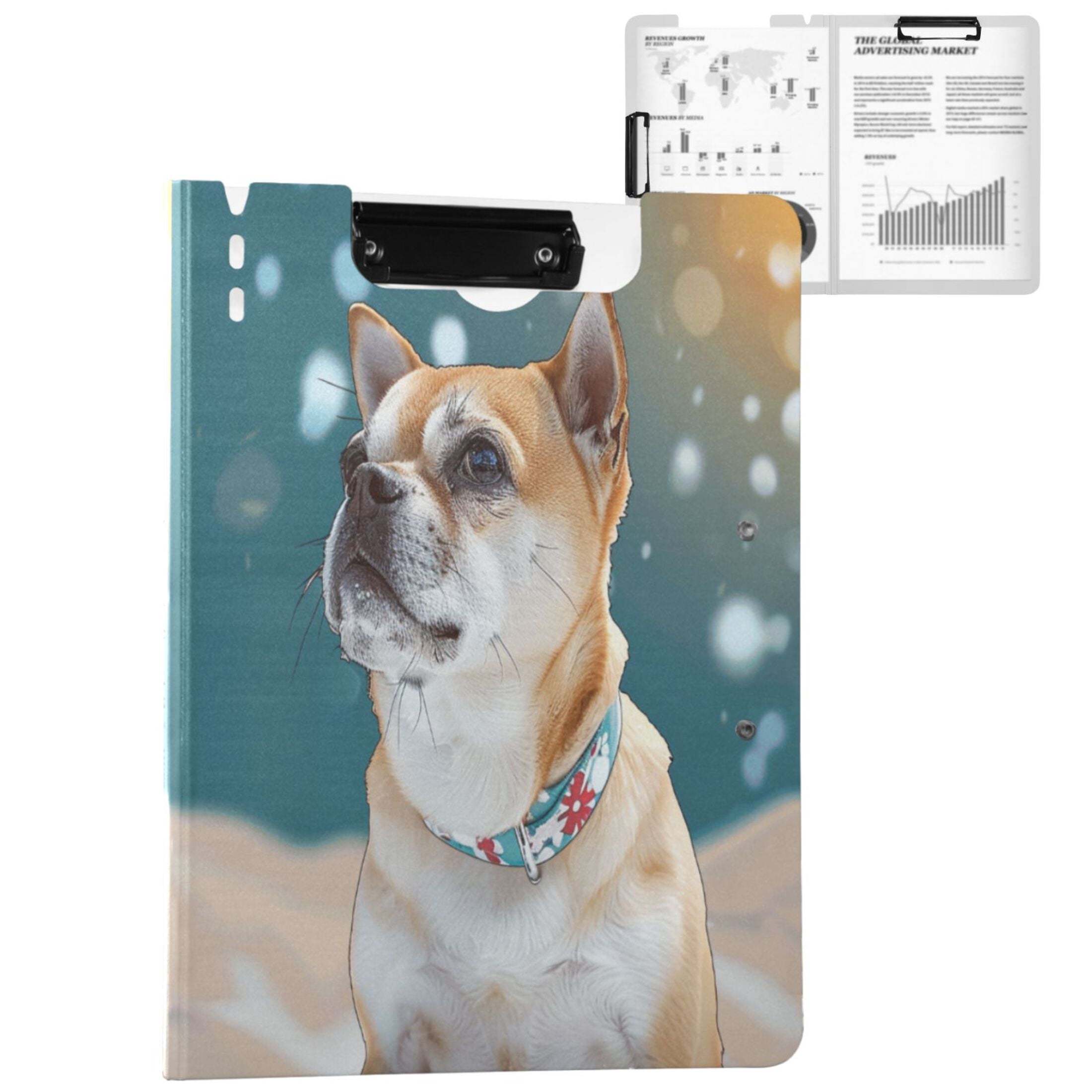ALAZA Dog on Beach A4 Foldable Clipboard 360 Degree Folder Binder ...