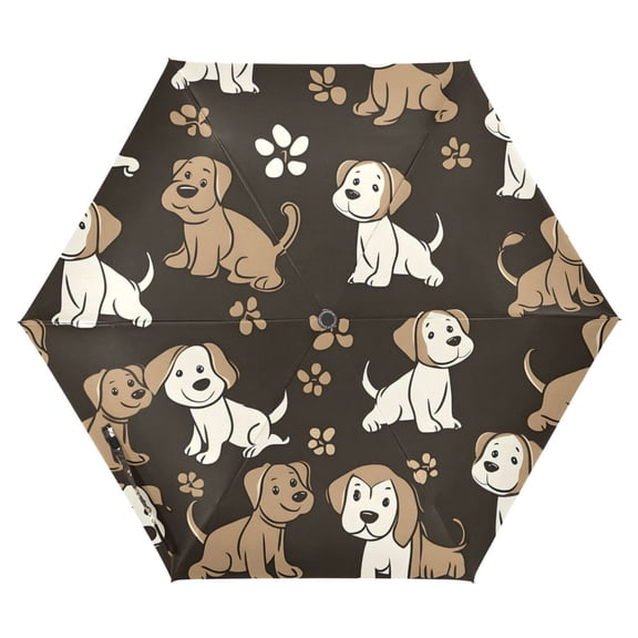 ALAZA Dogs Cute Footprint UPF 50+ Compact Folding Umbrella for Rain Travel Umbrella Packable