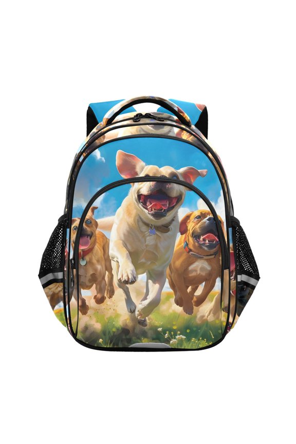 Dogs Running School Backpack Elementary Bag Bookbag Travel Rucksack