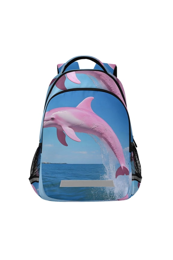 Dolphin Jumping Backpack Elementary School Bag Bookbag Travel Rucksack