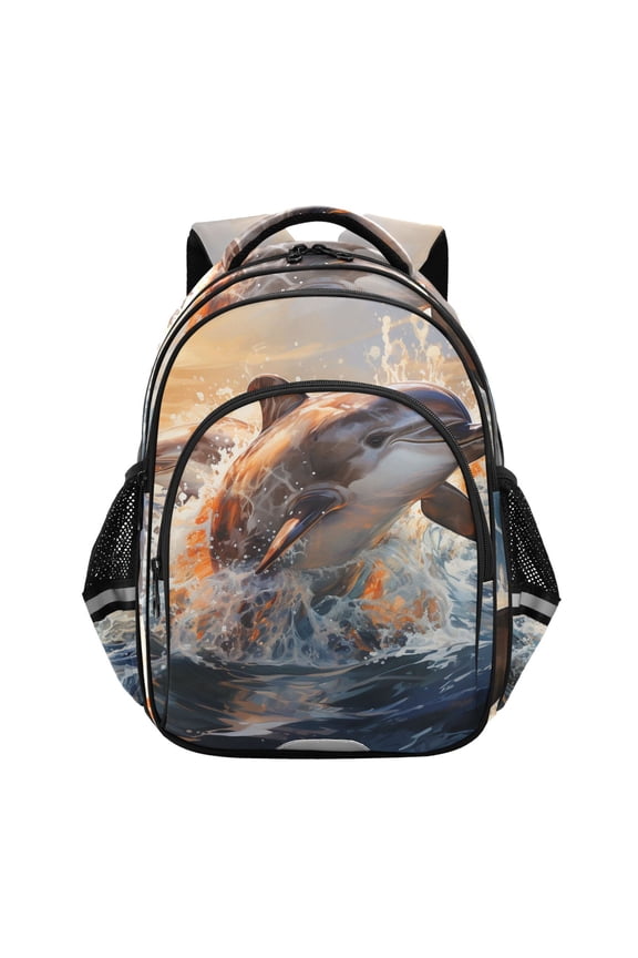 Dolphin Jumping School Backpack Elementary Bag Bookbag Travel Rucksack
