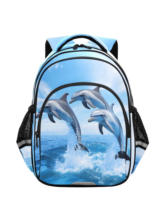 Dolphin Jumping School Backpack Elementary Bag Student Bookbag Travel Rucksack