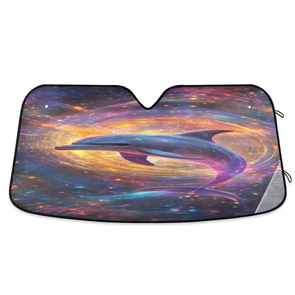 ALAZA Dolphin Magic Windshield Sun Shade Car Foldable Sun Visor Block UV Rays Protector 53"x23.5"